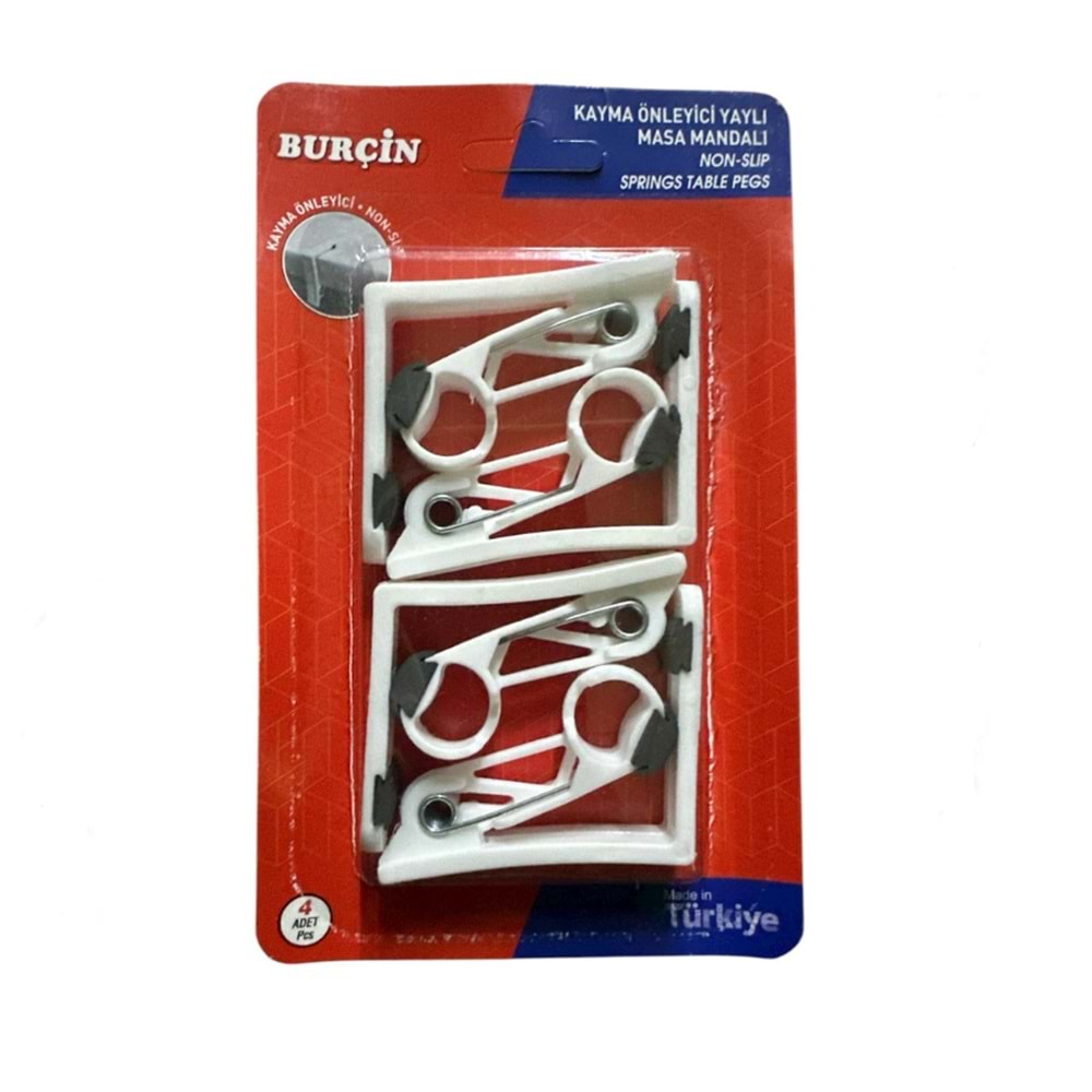 BURÇİN KAYMA ÖNLEYİCİ YAYLI MASA MANDALI 4LÜ
