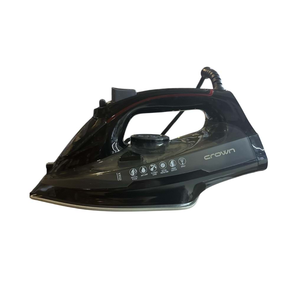 CROWN BUHARLI ÜTÜ-SERAMİK TABAN-2200W-SİYAH