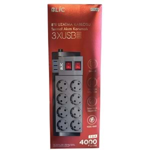 BLİC AKIM KORUMALI 8Lİ UZATMA KABLOSU