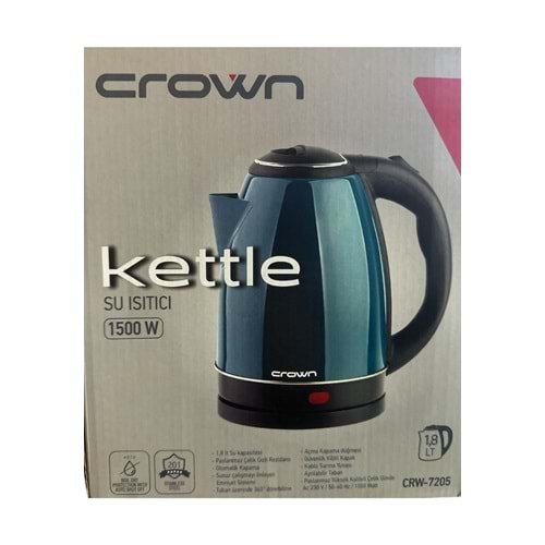 CROWN RENKLİ ÇELİK SU ISITICISI-1500W-1,8 LT