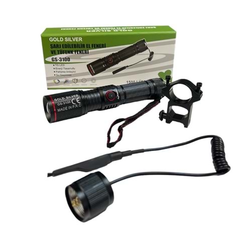 GOLD SILVER ŞARJLI TÜFEK APARATLI EL FENERİ
