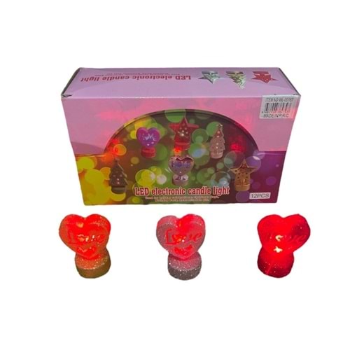 PİLLİ MUM KALP BÜYÜK (12 PCS)